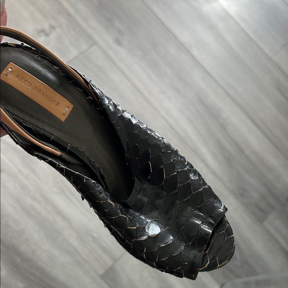 Reed Krakoff Black Genuine Python Slingback Mule … - image 3